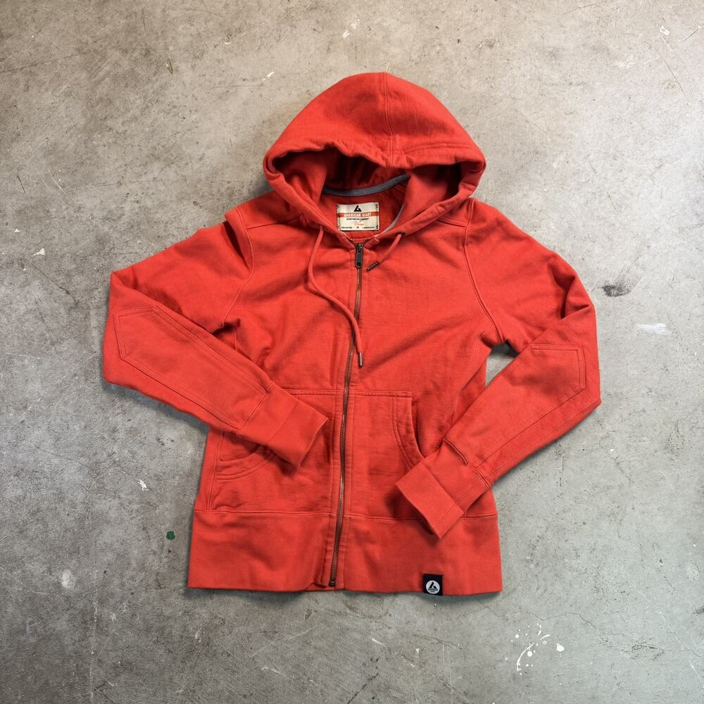 American Giant Womens Sz M Orange Classic Full Zip Graphic Hoodie USA Cotton NOS